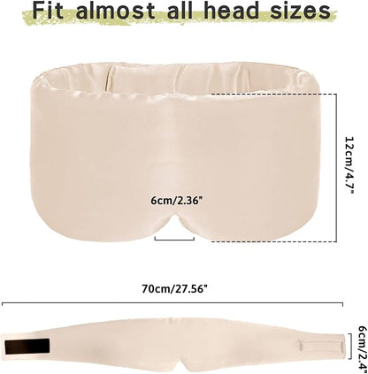 100% Handmade Bamboo Sleeping Eye Mask for Women for Men,Night Masks,Organic Sleep Mask,Blockout Eye Mask for Sleeping,Large Size Adjustable (1 PC, Apricot)