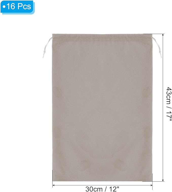 PATIKIL Shoe Dust Bag, 16 Pack Duster Flannel Shoes Pouch with Drawstring Washable Breathable Travel Shoe Bags for Home Luggage Storage, 12x17" Gray