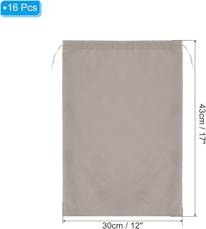 PATIKIL Shoe Dust Bag, 16 Pack Duster Flannel Shoes Pouch with Drawstring Washable Breathable Travel Shoe Bags for Home Luggage Storage, 12x17" Gray