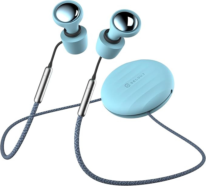 Ear Plugs for Sleeping and Concerts with Cord, Anti-Loss Reusable Earplugs, Ultra-Comfy Earplugs, 45dB Noise Reducing, Hearing Protection for Travel & Focus, 7 Pair Silicone & Foam Eartips, Blue