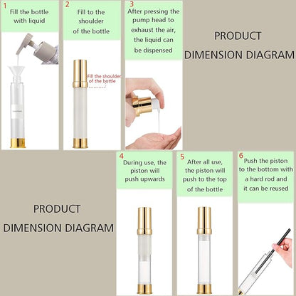 1oz travel bottles 30ml, 4 pcs,Golds clear travel bottles,Airless pump bottles,DIY travel bottle set cosmetic containers Included， Gift Box，With labels,refillable cosmetic containers