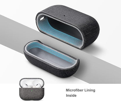 LOPIE for AirPods Pro 2nd Generation Case (Not for 3rd Gen) - Canvas Style Vegan Leather - Protective Hard Shell Cover for Men/Women - Handmade for AirPods Pro 2 Case Cover - Gray