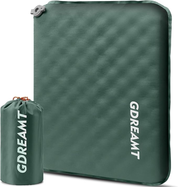 Inflatable Seat Cushion, Self-Inflating Memory Foam Stadium Seats Cushion Portable Camping Air-Foam Sitting Pad for Travel Airplane Car Bleachers Backpacking Office, Lightweight & Compact