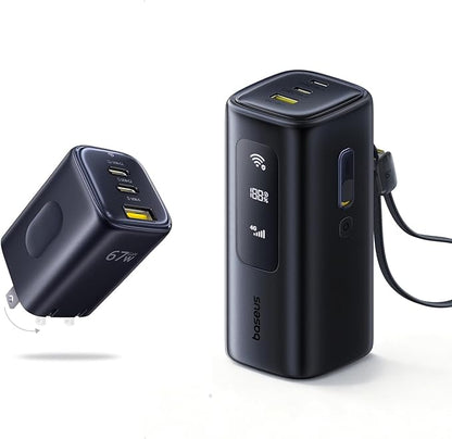 Baseus 4G WiFi Hotspot Power Bank & 67W 3 Ports USB C Charger
