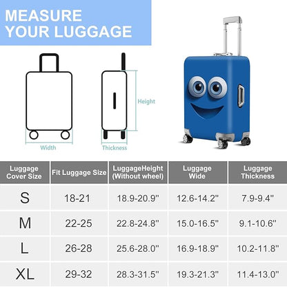 ANNA QUEEN Cut Blue Emoticons Luggage Cover Washable Suitcase Protector Suitcase Cover Anti-Scratch,Stretchable Fit for 18-32Inch Luggage,Travel Bag Cover XL(fits 29-32Inch suitcase)