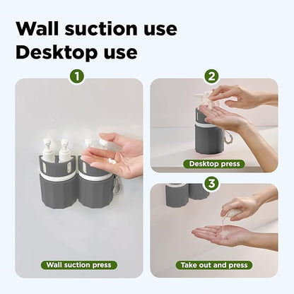 YOTIME 4in1 Travel Bottles Set, Vacuum Silicone Suction Cup for Smooth Walls, TSA Approved Leak Proof Travel Size Containers for Toiletries, Shampoo, Body Wash and Conditioner, Gray