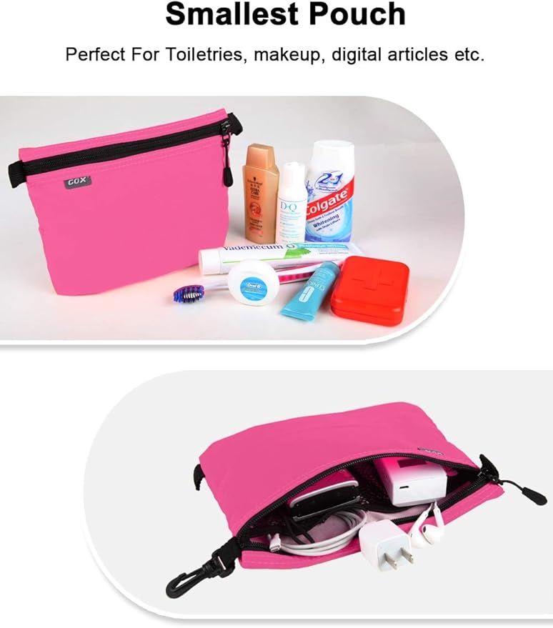 GOX 3 Pack Travel Toiletry Bag for Men Carry On Packing Organizer Zipper Pouch Portable Cosmetic Pouch Accessory Document Electronics (Pink)