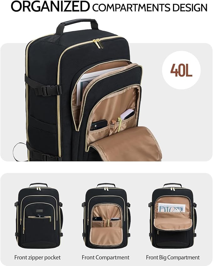 40L Travel Backpack for Women, Carry On Bag Flight Approved, Waterproof Backpacks with 3 Packing Cubes, Weekender Personal Item Backpack for Airplane Travel Essentials, TSA Approved