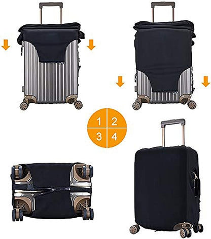 Decorative Z Suitcase Protectors Elastic Washable Luggage Covers With Concealed Zippers For 18-32 Inch Luggage (Size L: Fits 25-28 Inch)