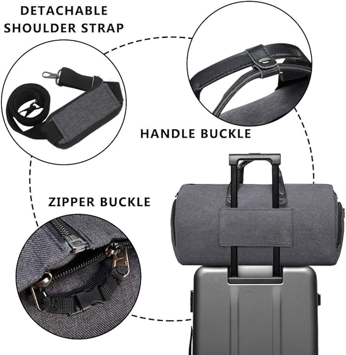 Convertible Garment Bag with Shoulder Strap, Modoker Carry on Garment Duffel Bag for Men Women - 2 in 1 Hanging Suitcase Suit Travel Bags (Black)