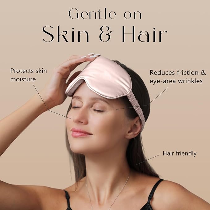 ZIMASILK Adjustable 22 Momme 100% Mulberry Silk Sleep Mask, Upgraded 3D Contoured Cup Eye Mask for Sleeping, Super Soft & Breathable Blindfold, Blackout for Deep Sleeping (Pink)