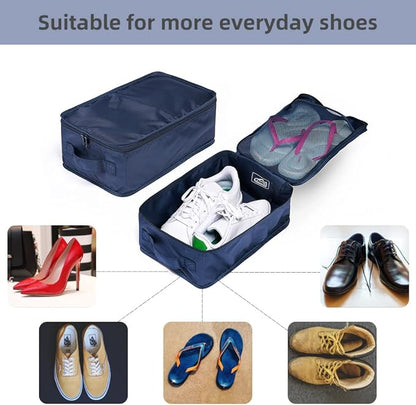 Travel Shoe Bags, Foldable Waterproof Shoe Pouches Organizer-Double Layer (6 Navy Shoe Bags)