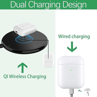 Wireless Charging Case Replacement for AirPods 1 & 2 Gen - Charger Case Only with Quick-Pairing Sync Button, White - Compatible with AirPods 1st and 2nd Generation, NO Earbuds