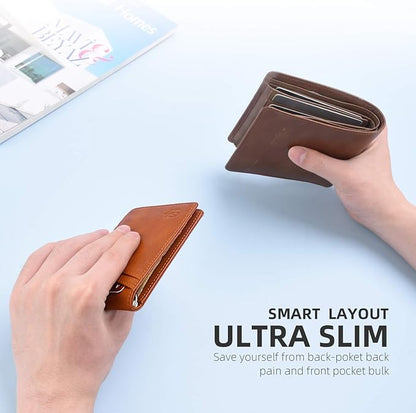 Zitahli Wallet for Men-6 Slots ID Window-Mens Wallets-Slim Wallet Classic Spring Money Clip RFID Blocking-Gift for Men