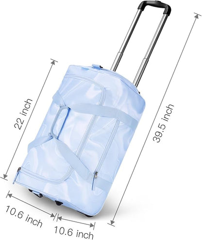 Choco Mocha Girls Fluids Babyblue Suitcase with Wheels Kids Purple Rolling Duffle Bag for Camping Teen Girls Toddler Luggage Bag for Travel, 22inch