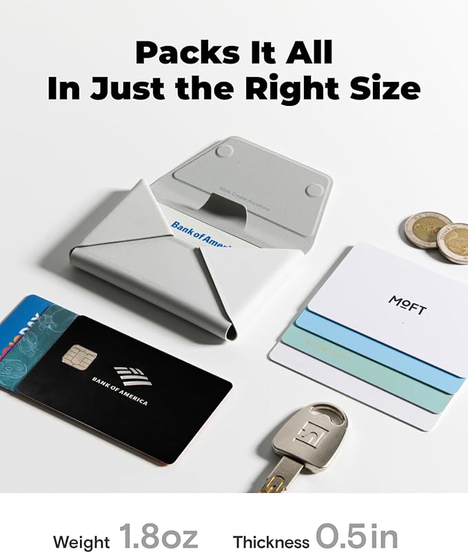 MOFT Magsafe Wallet, Slim Magnetic 8 - Card Holder, Snap Field Wallet with Pull to Access Design, RFID Blocking, MOVAS Veagn Leather Minimalist Travel Wallets for Men & Women, Misty Cove