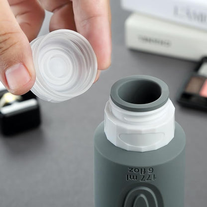 Travel Bottles for Toiletries, Large 6oz Oversize Containers, BPA Free Leak Proof Tubs Refillable Liquid Traveler Accessories with Toiletry Bag for Cometic Shampoo and Lotion Soap (4 Pack)