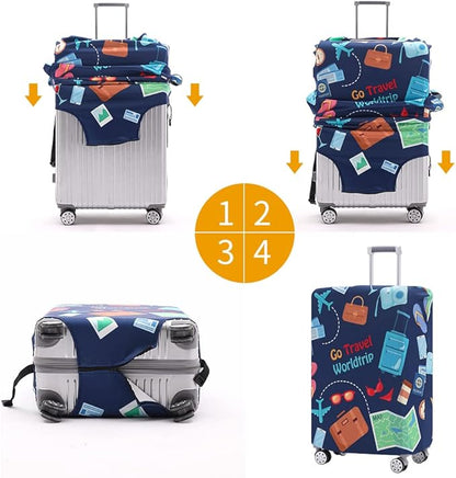 Travelkin Luggage Cover Washable Suitcase Protector Anti-scratch Suitcase cover Fits 18-32 Inch Luggage (Go travel-Trip, M)