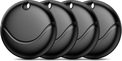 Air Tracker Tags-4 Pack Black, Bluetooth Tracker Works with Apple Find My (iOS Only), Smart Tag with Lanyard, Item Finder for Luggage, Key, Suitcases, Replaceable Battery, IP67 Waterproof Tracking Tag