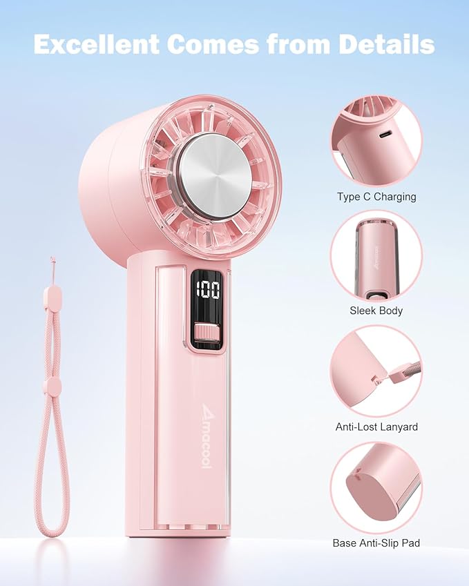 AMACOOL Handheld Fan with Ice Cooler, Mini Portable Fan Rechargeable, 18Hrs Cooling, 0-100 Adjustable Speed, Small Yet Powerful, Personal Hand Fans for Travel, Beach, Outdoor, Makeup, Gifts for Women