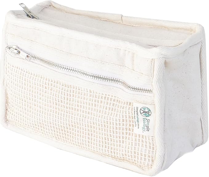 Simple Ecology Organic Cotton Canvas Padded Toiletry, Cosmetic, Travel Bag - Natural