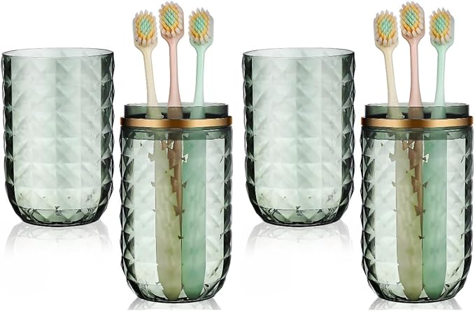 Garneck 2pccs Travel Toothbrush Holder with Cover Portable Double-Cup Mouthwash Cup Green Toothbrush Case Storage Container for Home Bathroom Trip School Camping Hotel