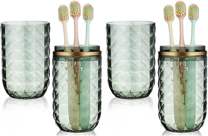 Garneck 2pccs Travel Toothbrush Holder with Cover Portable Double-Cup Mouthwash Cup Green Toothbrush Case Storage Container for Home Bathroom Trip School Camping Hotel