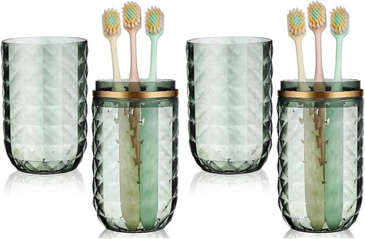 Garneck 2pccs Travel Toothbrush Holder with Cover Portable Double-Cup Mouthwash Cup Green Toothbrush Case Storage Container for Home Bathroom Trip School Camping Hotel