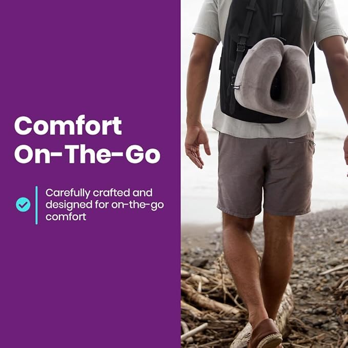 Cabeau Neck Pillow for Airplane Travel – Evolution Classic – Memory Foam U Shaped Design – Supportive for Sleeping with Adjustable Support Clasp (Graphite Grey)