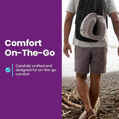 Cabeau Neck Pillow for Airplane Travel – Evolution Classic – Memory Foam U Shaped Design – Supportive for Sleeping with Adjustable Support Clasp (Graphite Grey)