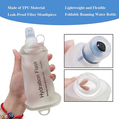 CLINTT 150ml Soft Flask, Foldable Running Water Bottle, TPU Folding Soft Water Flask, BPA-Free Collapsible Flask for Hydration Pack Running Vest, Cycling, Climbing, Hiking - 2Pcs, Blue