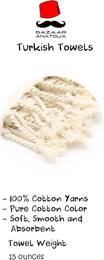 Bazaar Anatolia Turkish Beach Towel – 100% Cotton, Quick Dry, Sand Free Towel for Bathroom, Travel, Camping – Oversized 71x39 Inches – Arpa Turquoise