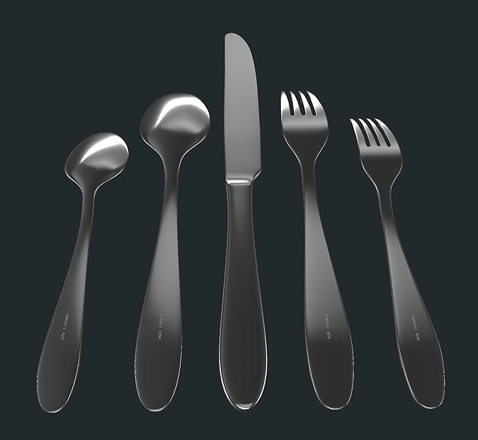 Matte Silverware Set, 18/10 Stainless Steel Satin Flatware, Modern Brushed Finish Cutlery, Dishwasher Safe & Durable, Built to Last (40-Piece, Razzoli)
