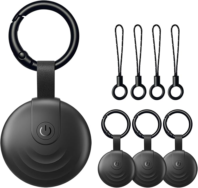 Air Tracker Tags (iOS Only) 4 Pack: Bluetooth Item Finder with Apple Find My APP, Item Locator for Keys Finder, Bags Wallets Anti-Loss, IP68 Waterproof Smart Tag (F20 Black)