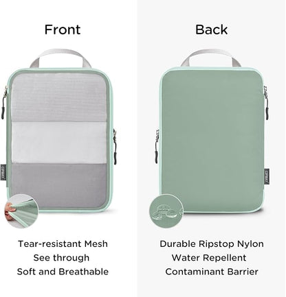 Cipway Mesh Compression Packing Cubes, Ultralight See Through Luggage Organizer Bags, Travel Essentials for Carry on Suitcase（3 Pcs,Sage Green）