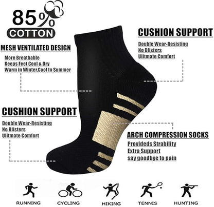 Iseasoo Copper Ankle Compression Socks - Low Cut Arch Support Socks for Men & Women, Running, Nurses, Plantar Fasciitis Socks