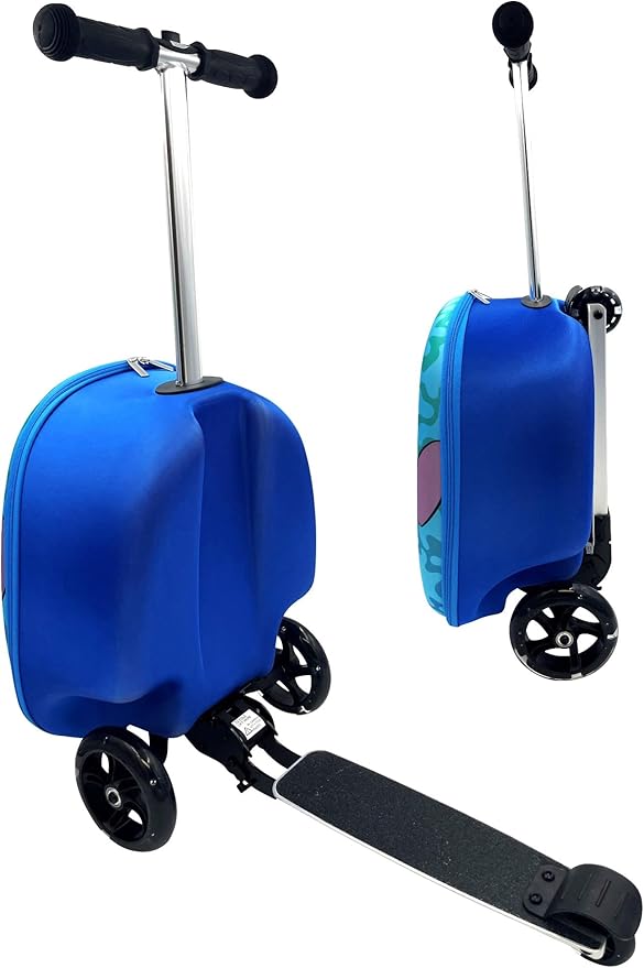 Fast Forward Kid’s Licensed 18" Ride-On Suitcase Scooter - Lightweight Carry-On Foldable Scooter Luggage