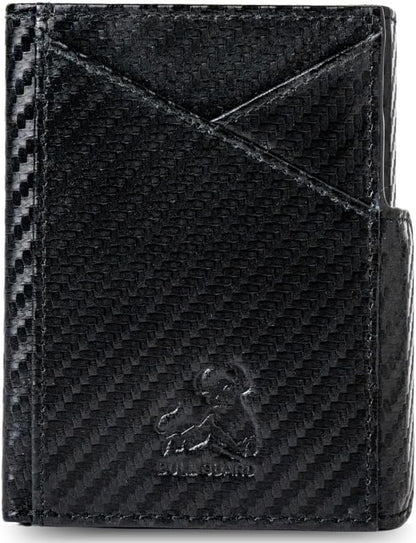 BULL GUARD Trifold RFID Blocking Front Pocket Wallet for Men, Secured Card Slots & Coin Pocket with Magnetic Closure, Durable & Modern Leather Design in Carbon Black Ridge