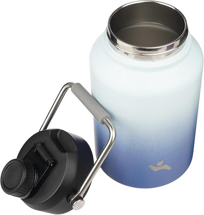 Jug with Handle,87 oz Insulated Water Bottle with Carrying Pouch, Double Wall Vacuum Stainless Steel Metal Bottle,Sky
