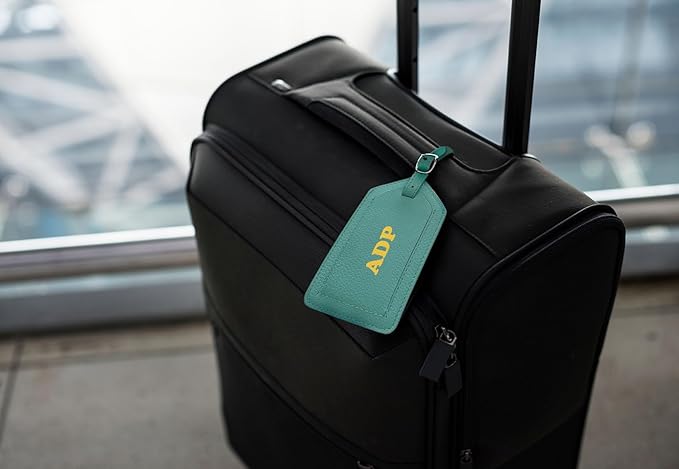 Personalized Monogrammed Turquoise Leather RFID Passport Wallet and Luggage Tag