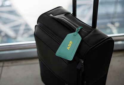 Personalized Monogrammed Turquoise Leather RFID Passport Wallet and Luggage Tag
