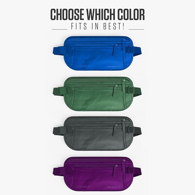 Travel Money Belt, RFID Blocking for Men & Women - Ideal for Keeping Your Cash, Credit Card, Passport, Phone Safe When Traveling (Sleek Blue)