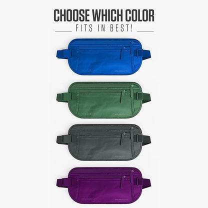 Travel Money Belt, RFID Blocking for Men & Women - Ideal for Keeping Your Cash, Credit Card, Passport, Phone Safe When Traveling (Sleek Blue)