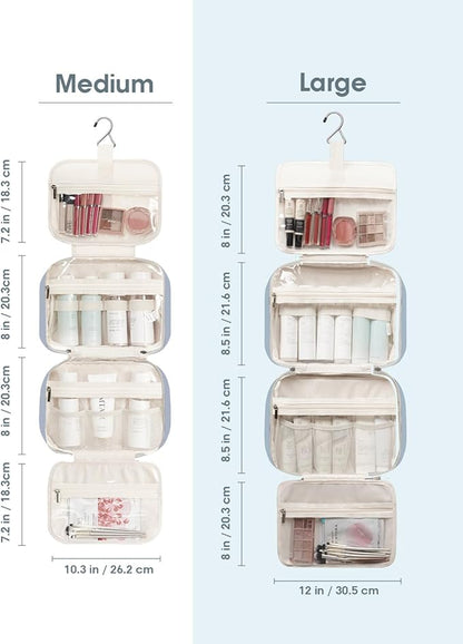 Narwey Hanging Toiletry Bag for Women Travel Makeup Bag Organizer Toiletries Bag for Travel Size Essentials Accessories Cosmetics (Greyish Blue (Medium))