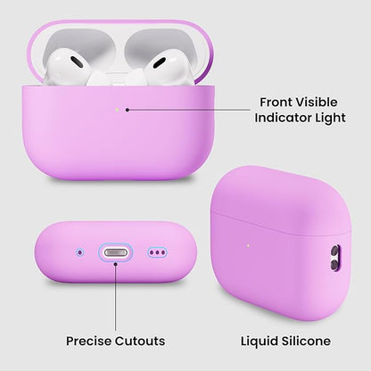 ORNARTO Compatible with AirPods Pro 2 Case 2022, Full Protective Hybrid Silicone for AirPods Pro 2nd Generation Case, Front LED Visible Skin Cover-Cherry Blossom