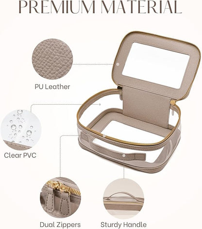 4 Pcs Clear Cosmetic Bag Set for Women Makeup Bag with Handle, Travel Toiletry Bag Transparent Cosmetic Case Portable Make Up Organizer Bag for Essentials