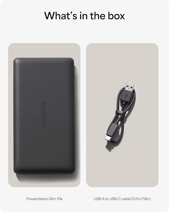 Mophie Powerstation Slim 10,000mAh Power Bank | Thin Everyday Power | 15W, Multi-Device