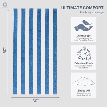 Cotton Turkish Beach Towel with Towels Oversized 30"x60" Pool Absorbent Extra Large Quick Dry Sand Travel Towel (Cabana Mix, 4 Pack)