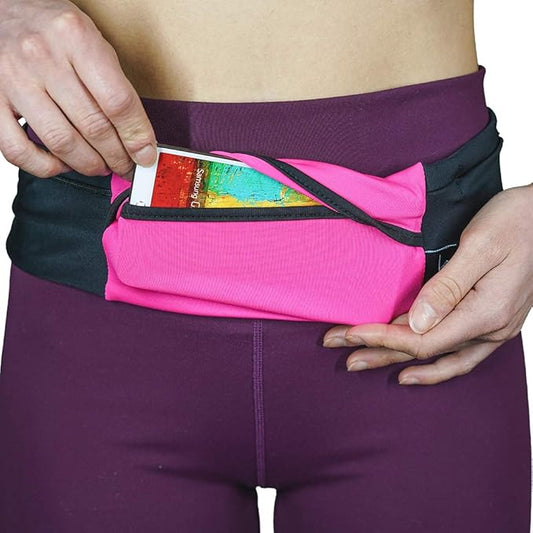 3 Pocket Adjustable Running Belt Waist Pack, Fanny Pack For Working Out With Sweat Resistant Backing, Holds All iPhone Models