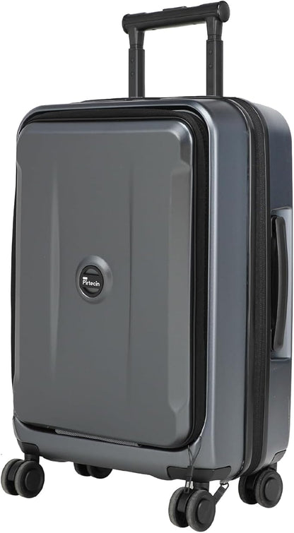 Carry On Luggage with Front Pocket & USB Port, PC Hardside 20 Inch luggage with Spinner Wheels & Built-in TSA Lock, Durable Lightweight Rolling Suitcase, Carry-On 20-Inch, Gray